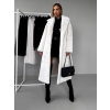 Bílý dlouhý faux fur kožešinový kabát NARCISA s páskem (Veľkosť M/L)