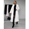 Bílý dlouhý faux fur kožešinový kabát NARCISA s páskem (Veľkosť M/L)