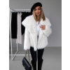 Bílý krátký faux fur kožíšek kabátek HILARI (Veľkosť M/L)