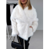 Bílý krátký faux fur kožíšek kabátek HILARI (Veľkosť M/L)