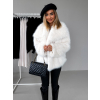 Bílý krátký faux fur kožíšek kabátek HILARI (Veľkosť M/L)