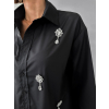 Černá elegantní košile LYSBET s kamínky (Veľkosť L/XL)