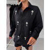 Černá elegantní košile LYSBET s kamínky (Veľkosť L/XL)