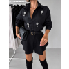 Černá elegantní košile LYSBET s kamínky (Veľkosť L/XL)