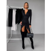 Čierne sexi šaty HELGARD s dlhým rukávom