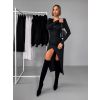 Černé sexy šaty HELGARD s dlouhým rukávem (Veľkosť M/L)