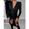 Černé sexy šaty HELGARD s dlouhým rukávem (Veľkosť M/L)