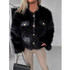 Černý krátký faux fur kožešinový kabátek GRISELDA (Veľkosť M/L)