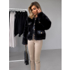 Černý krátký faux fur kožešinový kabátek GRISELDA (Veľkosť M/L)