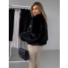 Černý krátký faux fur kožešinový kabátek GRISELDA (Veľkosť M/L)