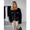 Černý krátký faux fur kožešinový kabátek GRISELDA (Veľkosť M/L)