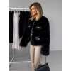Černý krátký faux fur kožešinový kabátek GRISELDA (Veľkosť M/L)
