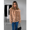 Hnedý krátky faux fur kožušinový kabát MOUNA