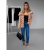 Hnedý krátky faux fur kožušinový kabát MOUNA