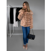 Hnedý krátky faux fur kožušinový kabát MOUNA