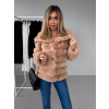 Hnedý krátky faux fur kožušinový kabát MOUNA