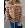 Hnedý krátky faux fur kožušinový kabát MOUNA