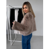 Hnedý krátky faux fur kožušinový kabátik GRISELDA