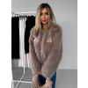 Hnedý krátky faux fur kožušinový kabátik GRISELDA