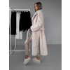 Krémový dlhý faux fur kožušinový kabát NARCISA s opaskom