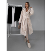 Krémový dlouhý faux fur kožešinový kabát NARCISA s páskem (Veľkosť M/L)