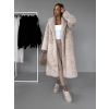 Krémový dlhý faux fur kožušinový kabát NARCISA s opaskom