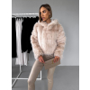 Krémový faux fur kožešinový kabátek GUDRUNIL (Veľkosť M/L)