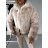 Krémový faux fur kožešinový kabátek GUDRUNIL (Veľkosť M/L)