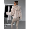 Krémový faux fur kožešinový kabátek GUDRUNIL (Veľkosť M/L)