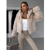 Krémový faux fur kožešinový kabátek GUDRUNIL (Veľkosť M/L)