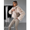 Krémový faux fur kožešinový kabátek GUDRUNIL (Veľkosť M/L)