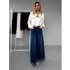 Modré široké wide leg džínsy EVALOTTA s prehybom