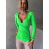 Neon zelené tričko DEINA s dlhým rukávom a zlatými gombíkmi