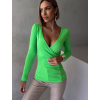 Neon zelené tričko DEINA s dlhým rukávom a zlatými gombíkmi