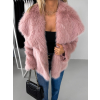 Růžový krátký faux fur kožešinový kabát HILARI (Veľkosť M/L)
