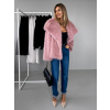 Růžový krátký faux fur kožešinový kabát HILARI (Veľkosť M/L)