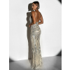 Béžové plesové dlhé trblietavé šaty LAJSA