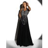 Čierne dlhé plesové šaty NASIA s flitrami