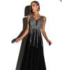 Čierne dlhé plesové šaty NASIA s flitrami