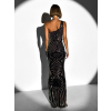 Čierne dlhé trblietavé flitrované šaty ROZALIN