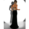 Čierne dlhé večerné šaty BOWYT s výstrihom