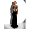 Čierne dlhé večerné šaty BOWYT s výstrihom