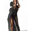 Čierne dlhé večerné trblietavé šaty BILINT