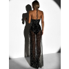 Čierne dlhé večerné trblietavé šaty BILINT