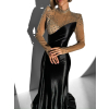 Čierne saténové dlhé večerné šaty BIRGA