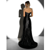 Čierne saténové dlhé večerné šaty BIRGA