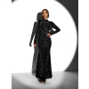 Čierne trblietavé dlhé šaty BISERKA s dlhým rukávom