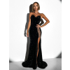 Čierne trblietavé dlhé večerné šaty BILJAN