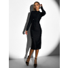 Čierne trblietavé elegantné midi šaty CYNTIE