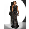 Čierne trblietavé večerné šaty FARMER s kamienkami a bodmi
